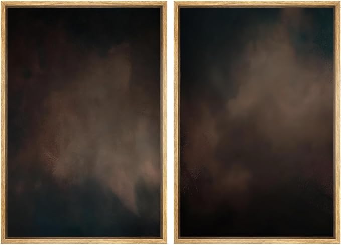SIGNFORD Framed Canvas Print Wall Art Set Moody Dark Abstract Earth Tones Illustration Modern Art Decorative Nordic Nature for Living Room, Bedroom, Office - 16"x24"x2 Natural