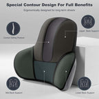 Lumbar Support for Car - Back Cushion for Driving Seat Lower Back Pain Relief - Memory Foam Lumbar Pillow for Car/Office Chair - Ergonomic Streamline Soft Washable Cover-Black&Grey