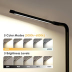 LED Desk Lamp with USB Charging Port: Eye-Care Technology - 1 Type-C, 1 USB-A Charging Port, 2 AC Power Outlets, Desk Lamps for Home Office, Study, Bedroom