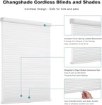 Changshade Cordless Cellular Shades, Light Filtering Honeycomb Shades for Windows, Pull Down Pleated Blinds, Easy to Install for Indoor Windows and French Doors,29" W x 72" H, Grey