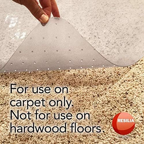 RESILIA Office Desk Chair Mat - for Low Pile Carpet (with Grippers) Clear, 36 Inches x 48 Inches, Made in The USA