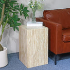 Luxury Marble Side Table,Square End Table for Modern Sofa and Bed, Living Room, Sofa, Bedroom(Travertine)