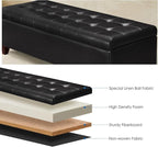 Joveco Storage Ottoman Bench, 51 Inch Leather Tufted Upholstered Bench for End Foot of Bed, Bedroom, Living Room, Black
