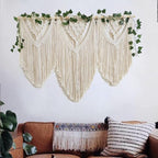 guzhiou large macrame wall hanging - Boho Tapestry Macrame Wall Decor Art- Chic Bohemian Handmade Woven Tapestry Home Decoration for Bedroom Living Room Apartment Wedding Party - 43"x32" (with Ivy)