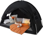 Sherilyn Twin Size Bed Canopy Bed Tents Dream Tent on Bed Privacy Space Blackout Sleeping Tents Indoor Breathable Portable Cottage Floor Drafty Room (Black)