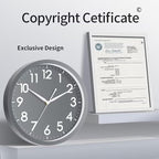 AKCISOT Wall Clock Bathroom 10 Inch Analog Small Wall Clocks Battery Operated - Silent Non Ticking Modern Simple Style Clock Decorative for Kitchen,Bedroom,Home Office,Living Room,School(Gray)