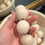 Oversized Wood Bead Decor, 1.6" Diameter Chunky Natural Wood Beads, 41" Long Farmhouse Tray with Tassels, Coffee Table farmhouse Bed decor