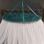 Kertnic Luxurious Bed Canopy for Girls & Adults - Double Layer Princess Canopy with Lace, Round Dome Mosquito Netting for Queen/King Bed Tent (Peacock Blue)