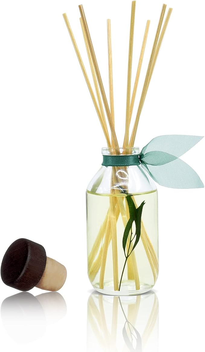 LOVSPA Reed Diffuser Set, Bamboo Citrus Scented Oil Diffuser with Sticks, Home Fragrance Accessories for Bathroom Shelf Decor, Aroma Diffusers for Home or Office Desk, USA Made