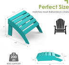 GREENVINES Adirondack-Ottoman | Set of 2 | HDPE Plastic | Outdoor Footrest | All Weather | Foot Rest | Foot Stool | Aqua | for Adirondack Chair | for Patio Backyard Pool