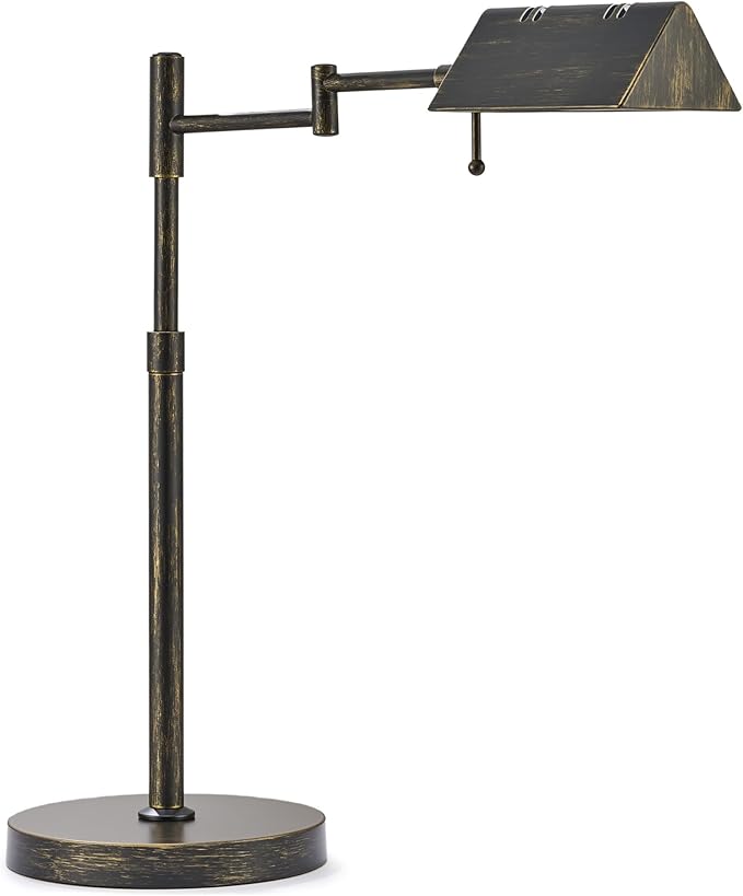 VONLUCE LED Desk Lamp, Adjustable Industrial Style Metal Table Lamp, Dimmable Reading Lamp for Living Room Bedroom Office, Antique Black