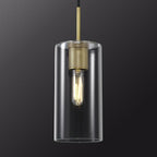 Modern Brass Pendant Lights Kitchen Island Glass Pendant Light Fixtures, 9.5'' Farmhouse Clear Glass Cylinder Pendant Light, Gold Kitchen Pendant Lighting over Island Sink, E26 Bulb Included