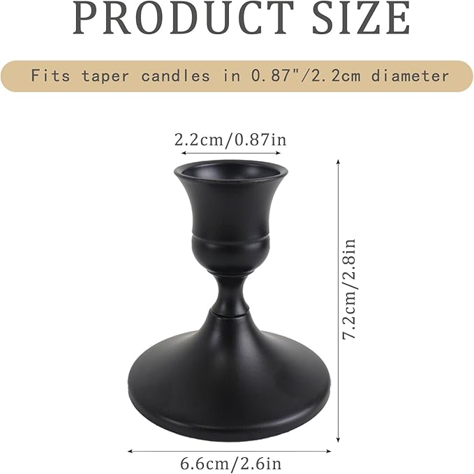 Vintage Black Taper Candle Holders Set of 2, Metal Candlestick Holders Elegant Handcrafted Décor for Weddings, Dining & Meditation,Table Centerpiece, Party, Christmas Decoration or Home Decor