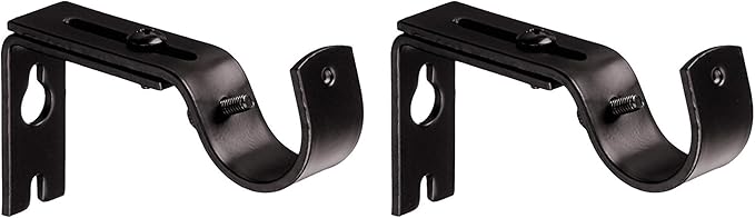 Amazon Basics Adjustable Curtain Rod Wall Bracket Hooks, Set of 2, Dark Bronze (Espresso)