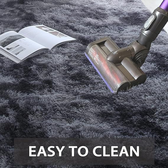 Grey Fluffy Area Rug 5x7 - Ultra Soft Shag Plush Rugs for Bedroom Living Room, Indoor Non-Slip Modern Nursery Faux Fur Floor Carpet for Kids Room,Tie-Dyed Dark Gray,