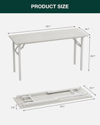 Frylr Small Folding Computer Desk – Portable 55.1 Inch Foldable Laptop Table, Collapsible and Compact for Easy and Fast Setup, Lightweight for Small Spaces, Home Craft and Study Use, White Ash