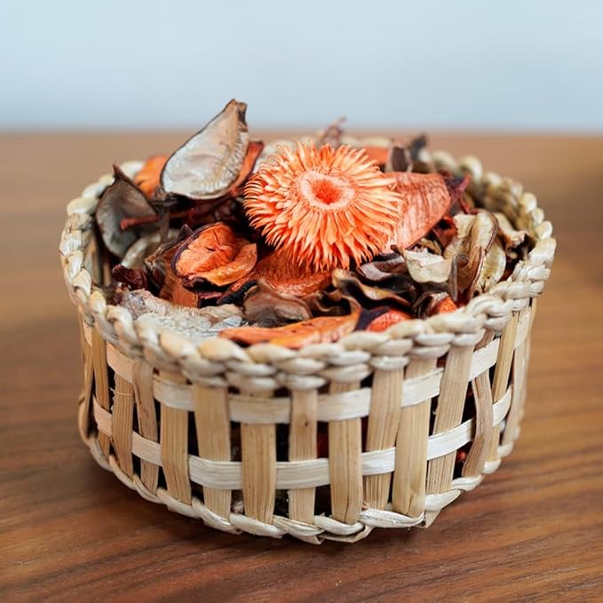 Qingbei Rina Fall Potpourri Bags,Orange Scented Potpourri Dried Flowers, Autumn Decorative Bowl Vase Filler,Home Fragrance,Harvest Farmhouse Bathroom Decor,8.4oz(Citrus)