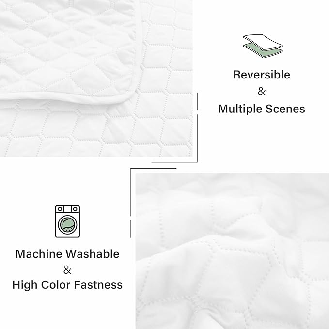 Exclusivo Mezcla Reversible California King Size Quilt Bedding Set with Pillow Shams, Lightweight Quilts Cal King Size, Soft Bedspreads Bed Coverlets for All Seasons - (White, 112"x104")