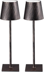 2 Pack Cordless Table Lamps, 3 Colors Stepless Dimming, 5000mAh Rechargeable Battery LED Desk Lamp for Bedroom/Couple Dinner/Desk/Cafe/Dining Room/Terrace(Antique Copper)