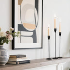 Taper Candle Holders, Set of 6 Candlestick Holders for Table Centerpieces, Weddings, Parties, Anniversaries and Home Decor, Elegant Candle Holders (Black)