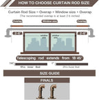 Industrial Curtain Rods 18 to 45 in,Blackout Curtain Rod,Adjustable Length,1 in Diameter Pipe,Wall or Ceiling Mounted,for Bedroom and Living Room (Coffee Gold 18” to 45”)