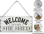 Welcome To My She Shed Decor Sign, Printed Wood Wall Art Sign, Funny Bar Signs for She Shed Room Decor, Hanging Wood Sign Home Decorative, Rustic Farmhouse Welcome Wood Sign Decor Wall Art 12x6 in