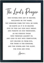 LuZhiQiang The Lords Prayer Wall Decor 16"×11" Our Father Prayer Bible Verse Sign Wood Framed Wall Hanging Art (Black)