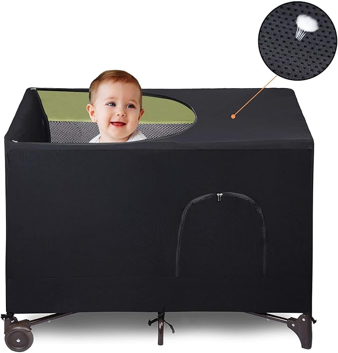 Crib Blackout Cover for Pack N Play - Travel Crib Cover, Breathable Baby Netting Cover/Tent for Indoor or Outdoor Portable Stretchy Blackout Tent, Net Curtains