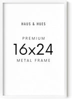 HAUS AND HUES 16x24 White Picture Frame - White 16x24 Frame Aluminum, Vertical & Horizontal Hanging, Shatterproof Plexiglass - Ideal for Home, Room, Office Decor (16x24 in, White)