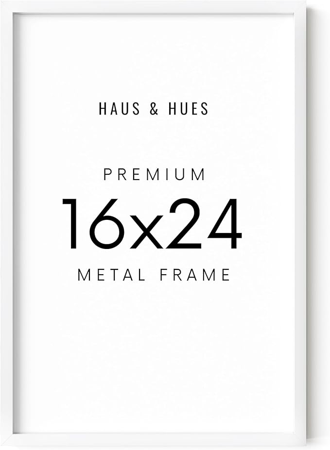 HAUS AND HUES 16x24 White Picture Frame - White 16x24 Frame Aluminum, Vertical & Horizontal Hanging, Shatterproof Plexiglass - Ideal for Home, Room, Office Decor (16x24 in, White)