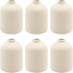 YANLING 6 Pack Small Vase for Flowers Boho Vases for Home Decor, Modern Light Yellow Ceramic Vases for Pampas Grass Simple Shelf Vase, Bud Vases for Wedding Dinner Table Party
