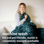 Nuzzie Chunky Knit Blanket - Breathable, Cooling, Hand Made Knit Throw Blanket for Sleep - Machine Washable, Stylish Decor Design (Forest Green, Throw | 12lbs | 44" x60)