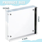 5 Pack 4 x 4 Inches Acrylic Picture Frame Desktop Frameless Photo Frame Double Sided Transparent Acrylic Frame Clear Horizontal Magnetic Frame for Desk Desktop Display Pictures Holder