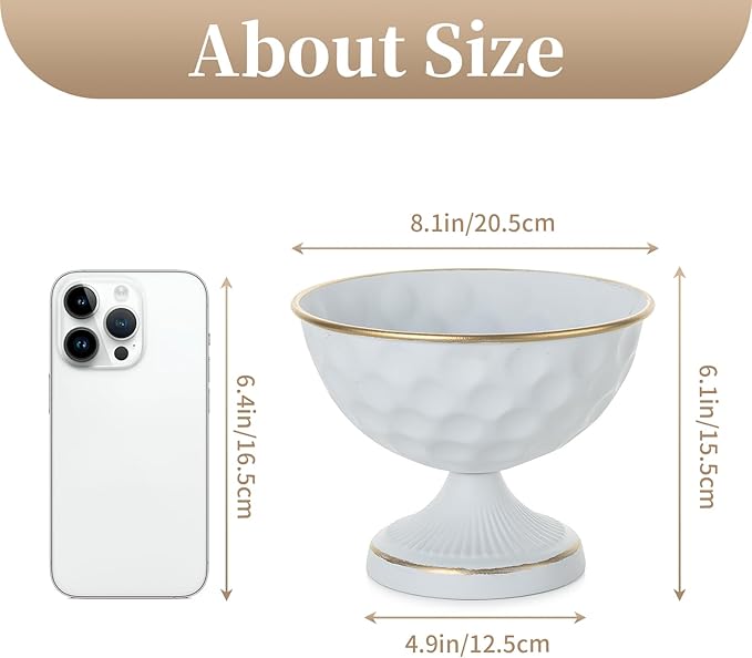 Sziqiqi Urn Vases for Wedding Centrepiece: 6.1in White Metal Urn Vases Set of 10 Bulk Compote Vase for Wedding Decorations - Flower Arrangements Table Vase Plant Bowl for Wedding Party Event