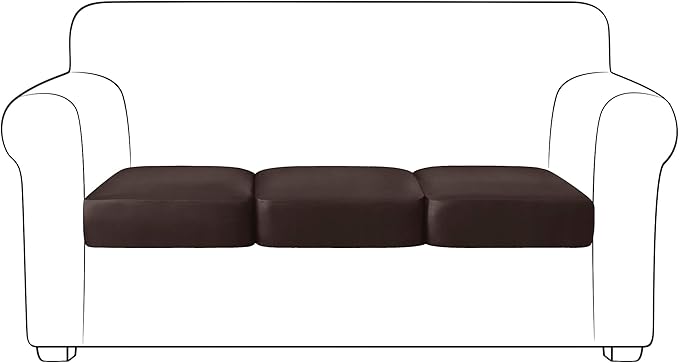 Yates Home PU Leather Couch Sofa Cushion Slipcover Water-Proof Elastic Chair RV Seat Covers Loveseat Sofa Furniture Protector Slip Cover for Settee Seater Replacement Living Room（3 Pieces, Chocolate）