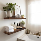 LaVie Home Floating Shelves, 24 Inch Wall Shelf Set of 2, Hanging Shelf with Invisible Brackets, Wall Decor for Bathroom, Bedroom, Living Room, Kitchen Storage, Rustic Brown