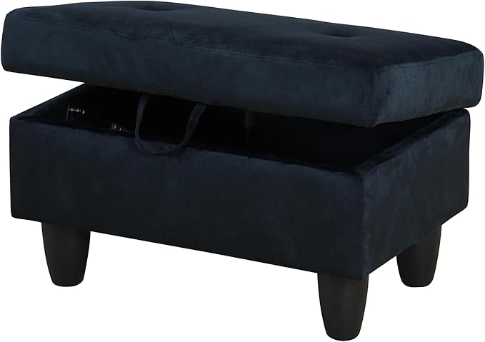 Ottoman Rectangular Storage Ottoman Bench, Flannel Footrest Stool Footstool with Lid for Living Room, Bedroom, Entryway, Brown, 28.5"x19"x17.5"