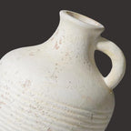 Sunddo White Ceramic Vase with Handles, Rustic Farmhouse Terracotta Small Vase, Pottery Decorative Flower for Home Decor, Table, Living Room, Bathroom, Shelf, Mantel Decor