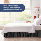 Wrap Around Dust Ruffle Bed Skirt - Black - for Full Size Beds with 24 Inch Drop - Easy Fit Elastic Strap - Adjustable Pleated Bedskirt w/Brushed Fabric - Wrinkle Free - for Women, Men, Kids & Teens