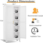 White Pantry Storage Cabinet,71" Kitchen Pantry with Doors and 4 Adjustable Shelves, Metal Storage Cabinet, for Office, Home, Garage, School