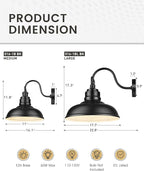 zeyu 2 Pack Gooseneck Barn Lights, Exterior Wall Mount Light for Porch, 18 Inch Modern barn Lights, Matte Black Finish, 016-1BL-2 BK