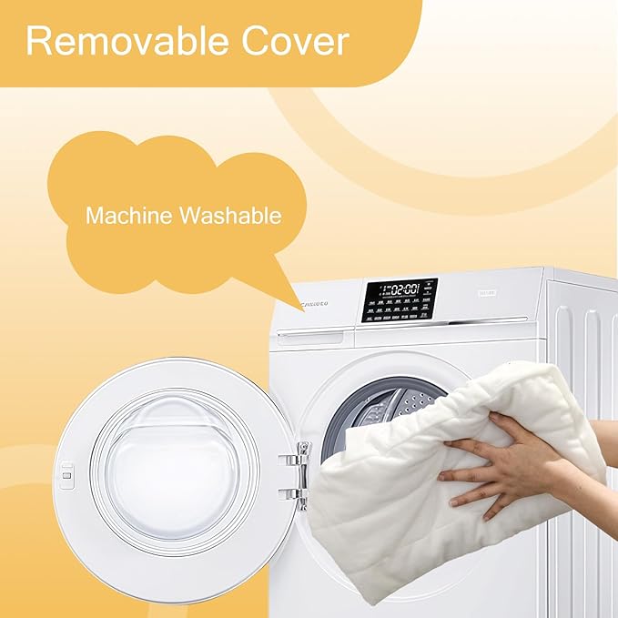 MeMoreCool Round Stuffed Pouf Ottoman Foot Rest, Floor Pouf Foot Stool with Soft Foam Chunk Filling, Small Round Ottoman Footstool Circle Footrest for Living Room, Off-White