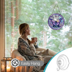 Butterfly Suncatcher Stained Glass Window Hanging - 8” Handmade Stained Glass Suncatchers for Windows Hanging - Sun Catchers Indoor Wall Art Garden Decor Catcher with Hook - Butterfly Gift for Women