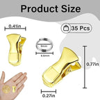 35 Pack Mini Metal Alligator Clips for Crafts Non-Slip Silicone-Coated Retro DIY Badge Small Clips (Glossy Gold)