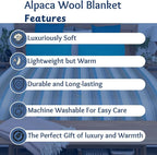 Alpaca Wool Throw Blanket | Super Soft, Lightweight, Breathable and Hypoallergenic | Non-Itchy or Scratchy (Blue White Varicolored, Queen (U.S. Standard))