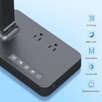 LAOPAO Desk Lamp with USB Charging Port: Power Strip with Surge Protection - 1 Type-C, 1 USB-A Charging Port, 2 AC Power Outlets, Desk Lamps for Home Office College Dorm Room Essentials