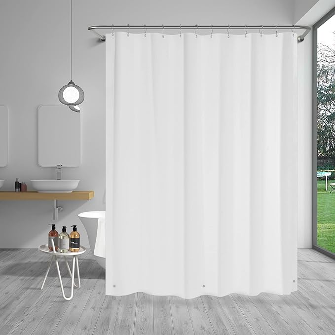 AmazerBath Shower Curtain Liner, 72x72 Plastic White Shower Curtain Liner, Cute Waterproof PEVA Shower Curtains, Lightweight Shower Curtains for Bathroom with Magnets and 12 Rustproof Grommet Holes