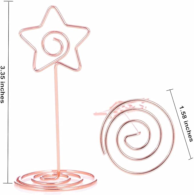 20PCS 3.35 Inch Table Number Stands - Place Card Holders for Wedding Centerpieces, Birthday Party, Photo Picture Frame Display (Star Shaped-Rose Gold)