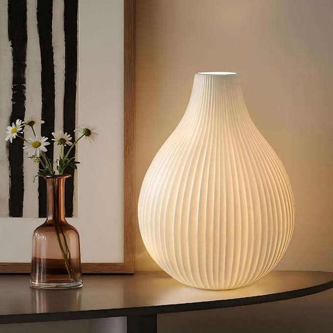 RONDURE 11.0" Modern Ceramic Table Lamp, Modern Bedside Lamps for Bedroom, Living Room and Nightstand, White Translucent Ceramic Shade, Warm Ambient Lighting, Home Decor