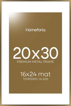 Homeforia 20x30 Picture Frame Bronze, High End Metal 20 x 30 Large Poster Frames with Mat 16 by 24 for Photo, 20x30 Brass Frame Matted to 16x24, 30x20 Hanging Frame, Tempered Glass, Wall Kit, Set of 1